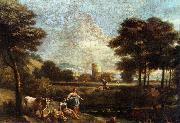 ZAIS, Giuseppe Landscape with Shepherds and Fishermen oil